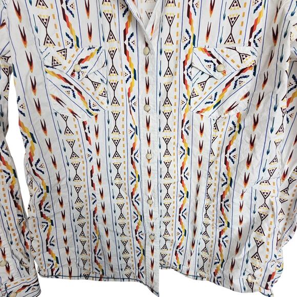 Panhandle Rough Stock Western Shirt Snap Front Southwestern Print Women M - Picture 3 of 7
